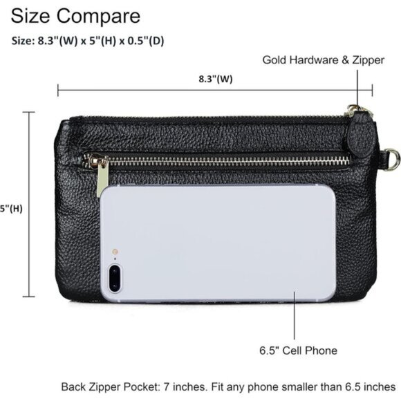 Amazon.com: Fioretta Italian Genuine Leather Quilted Wallet  Genuine Italian Leather Wristlet Clutch Wallet Quilted Black